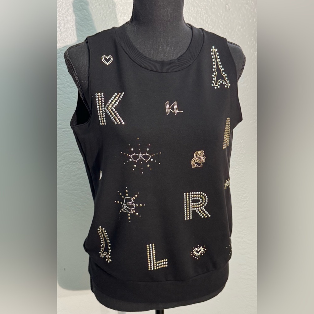 Karl Lagerfeld Black Top with Gold Signature